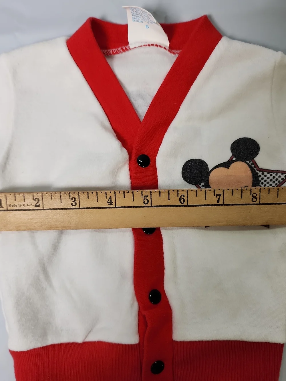 VTG Mickey Mouse baby cardigan fleCream & Red Kids Button-Front Cartoon Cardigan